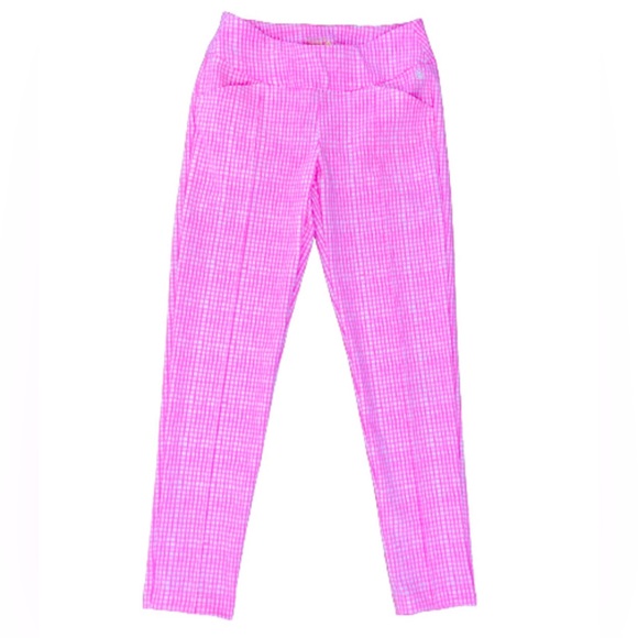 ⭐️Lilly Pulitzer⭐️UPF 50+ Luxletic 28" Corso Pant Prosecco Pink Gingham - Picture 2 of 7